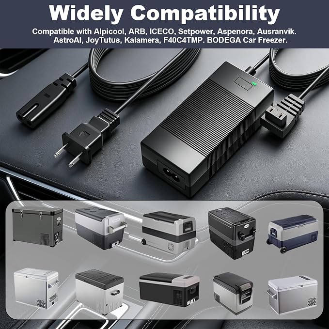 Power Cord for Car Refrigerator Compatible with Alpicool, Bodega, Euhomy, BougeRV, ARB, ICECO, Setpower, JoyTutus Car Refrigerator Power Adapter Charger