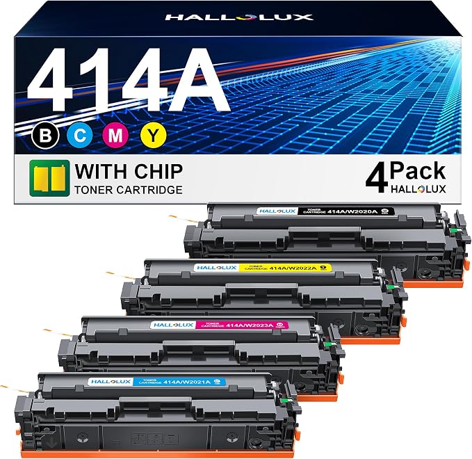 414A Toner Cartridges 4 Pack with Chip Replacement for HP 414A W2020A 414X Compatible with HP Color LaserJet Pro MFP M479fdw M454dw M454dn M479fdn Enterprise M480f M455dn(4 Pack)