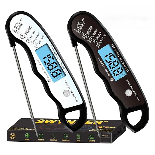 2 pcs 0.6S Instant Read Digital Meat Thermometer Probe/Pen，Factory‑Calibrated/Waterproof/Backlit/Magnetic/Flip Display/Motion Sensor:Outdoor BBQ, Barbecue Grilling, Smoking, Oven, Baking, Oil, Candy