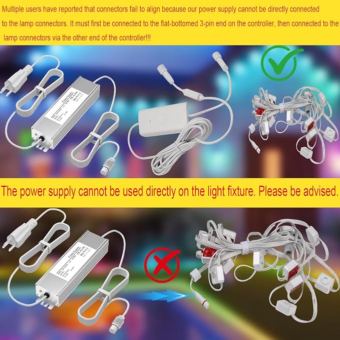36V Waterproof Power Supply for Govee Permanent Outdoor Lights Only Compatible with Govee H705A H705B H705C Power Adapter Cord 3 Pin White(Non-Compatible Barrel connectors)