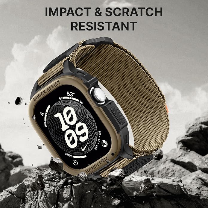 Bandletic Rugged Case with Band Compatible with Apple Watch 49mm(Ultra 3/2/1),46mm(Series 11/10), 45mm(Seriess 9/8/7),44mm(SE3/SE2/SE/6/5/4), Protective Cover Sport Accessories for iWatch Men