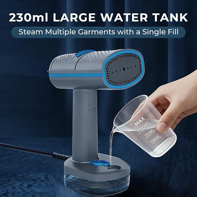 Hausmeister Steamflex Vacuum Steamer for Clothes, 3500Pa Auto-Grip Suction Portable Garment Steamer - 1200W Foldable Travel Steam Iron | 230ml Tank, 20s Fast Heat & Dual-Use Fabric Wrinkle Remover