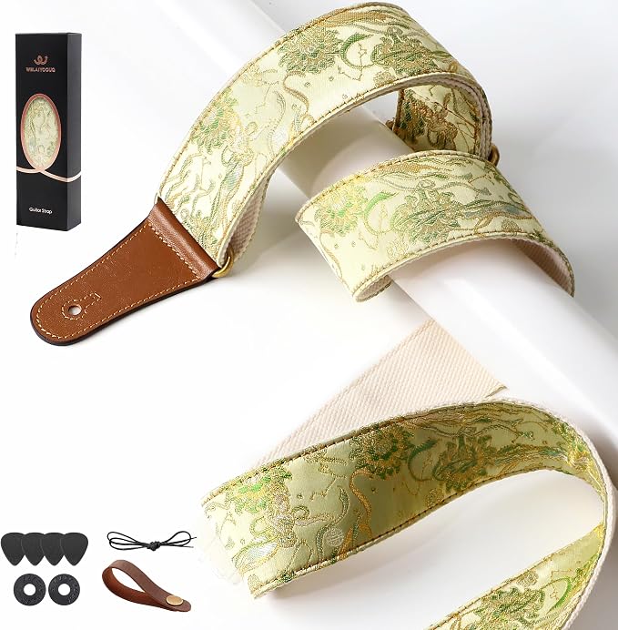 Guitar Strap, embroidery Jacquard Adjustable Guitar Straps for Acoustic/Bass/Electric Guitar, Includes Guitar Pick, Strap Button and Strap Lock, Constellation Gift (Virgo)