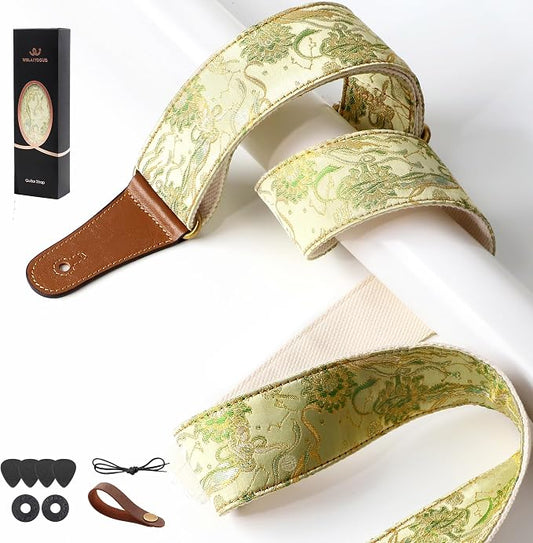 Guitar Strap, embroidery Jacquard Adjustable Guitar Straps for Acoustic/Bass/Electric Guitar, Includes Guitar Pick, Strap Button and Strap Lock, Constellation Gift (Virgo)