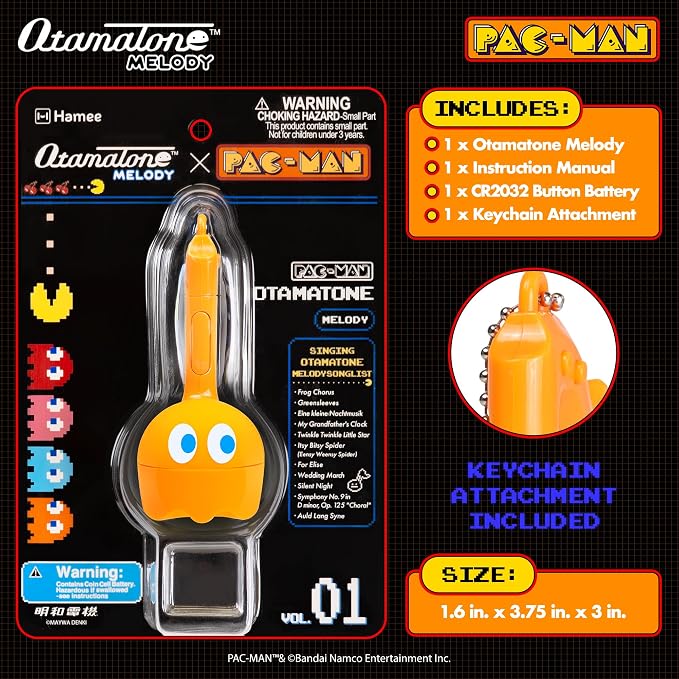 Otamatone Melody Original PAC-Man Electronic Portable Music Toy Player Synthesizer from Japan by Maywa Denki Officially Licensed Merchandise with English Instructions Keychain Accessory - Clyde