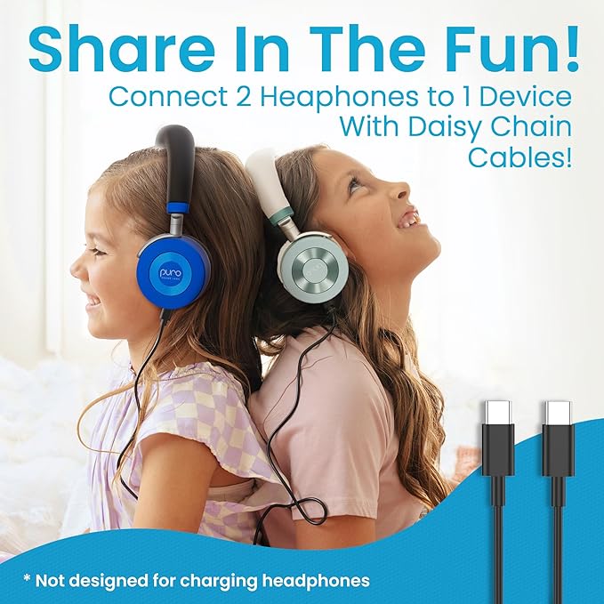 Puro Sound Labs JuniorJam Plus Volume-Limiting Wireless Bluetooth Headphones for Kids, Secure Audio with Adjustable On-Ear Design, 22-Hour Battery Life, Ideal for Tablets, Smartphones & PCs - Teal