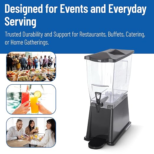 Carlisle FoodService Products Trimline Rectangular Beverage Dispenser with Stand – 3.5 Gallon Catering Drink Dispenser with Spigot, Polycarbonate (PC), Black, Perfect for Parties, Events, Buffets