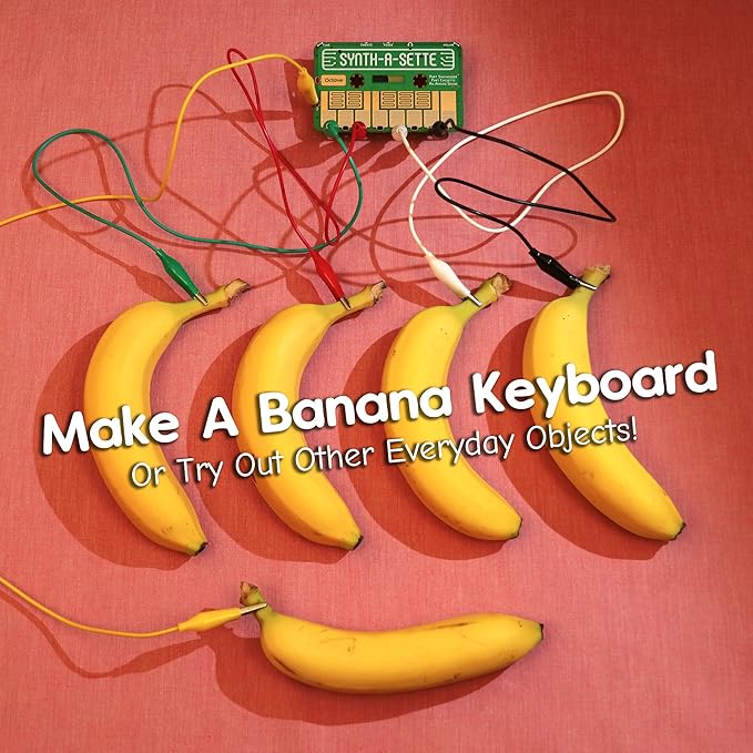 Synth-a-Sette: The Original Cassette Sized Analog Synthesizer. Play Melodies On The Go With This Pocket Synth Or Create Your Own Banana Keyboard Using Conductivity