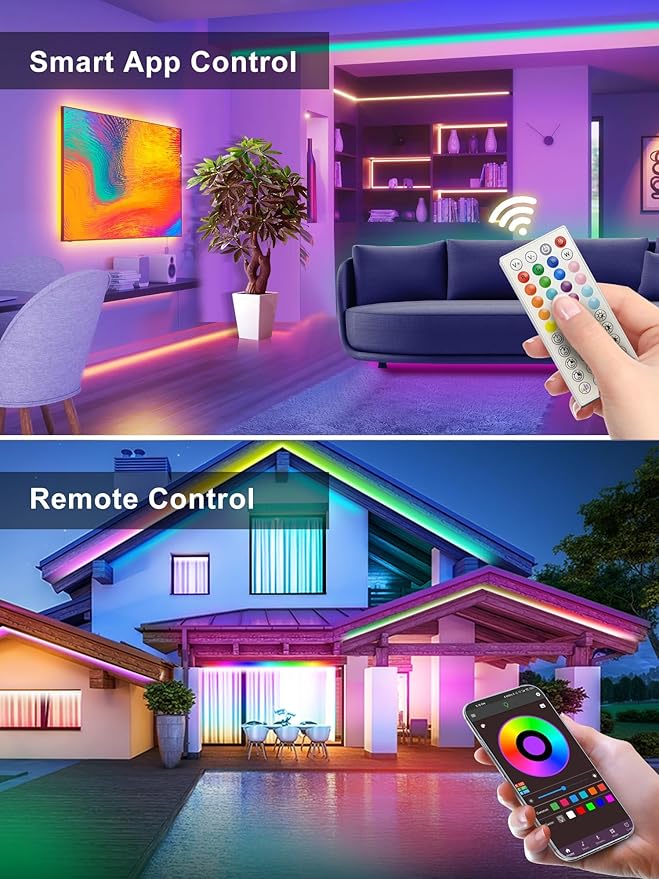 Ledagic 50ft LED Neon Rope Lights with App and Remote Control, IP65 Waterproof Neon Strip Lights for Outdoor Indoor, DIY Design Flexible Led Rope Lights for Bedroom, Living, Gaming, Party Decor