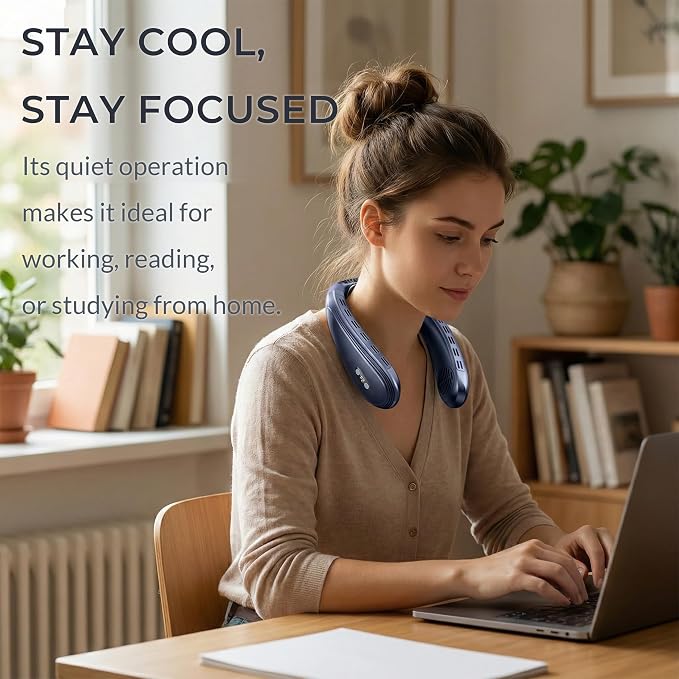 Neck Fan - Portable Personal Fan with Cooling Plate,Operated Wearable Rechargeable Fan with 5200mAh Lithium Battery,Neck Air Conditioner,3 Cooling Level&3 Speeds Level,Gifts for Women Men(Blue)