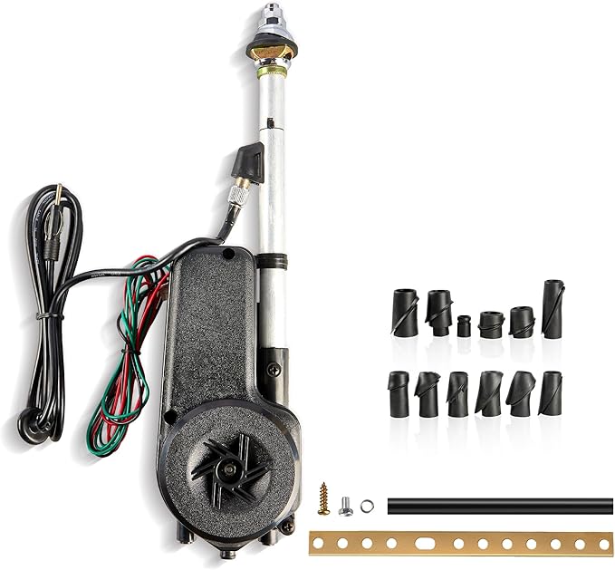 RED WOLF Car Fully Automatic Power Antenna Kit, Replacement for Pre-2000 Chevy Cadillac Mercedes-Benz BMW Honda Nissan Toyota Retractable FM AM Motor Aerial to Connect with Aftermarket Radio Stereo