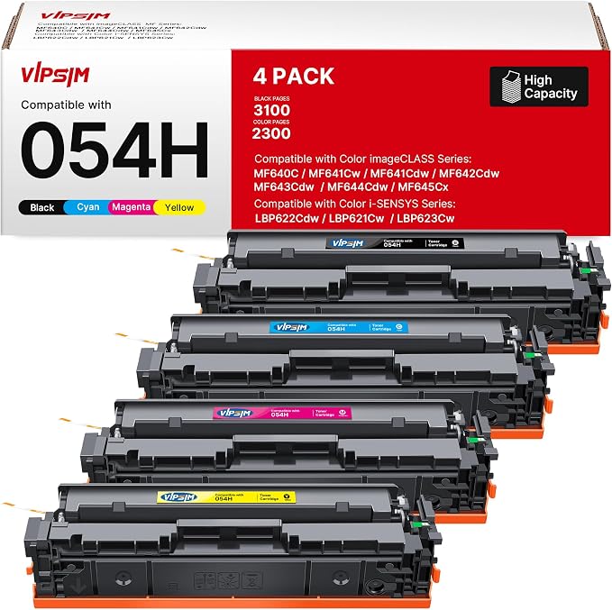 054H Toner Compatible with Canon 054H Toner Cartridge Set - Work for Color ImageCLASS MF644Cdw MF642Cdw MF641CW LBP622Cdw | 054H 054 Canon Toner 4 Pack with CRG-054H Black