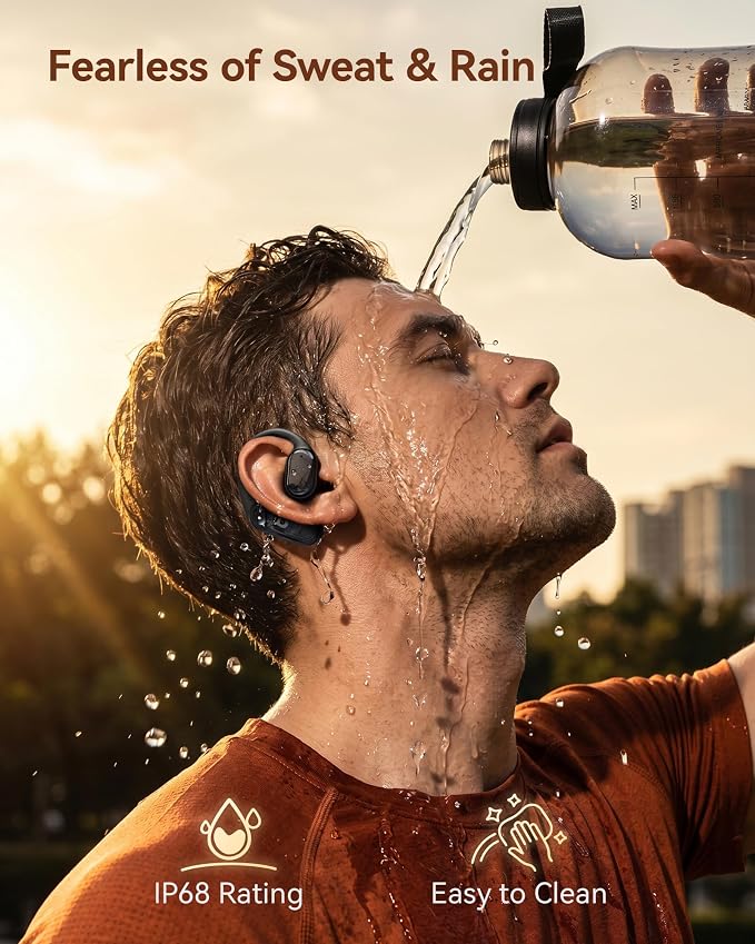 Gen 2 Open Ear Headphones - True Bone Conduction Wireless Earphones, Bluetooth 6.0, Tuned for Audio, Fit for Running, Yoga, Up to 60H Playtime with Case, IP68
