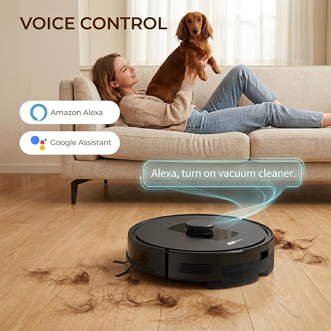 Robot Vacuum and Mop Combo, 4000Pa Robotic Vacuum with Smart Obstacle Avoidance, 150 Min Runtime, APP/Alexa, Multi-Floor Mapping, Self-Charging for Pet Hair