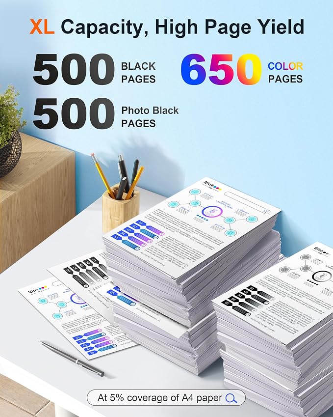 E-Z Ink Pro Remanufactured Ink Cartridge Replacement for 410XL Ink Cartridges Combo Pack for Epson Printer Expression XP-830 XP-640 XP-7100 XP-630 XP-530 XP-635 (5 Pack, Black Cyan Magenta Yellow PBK)