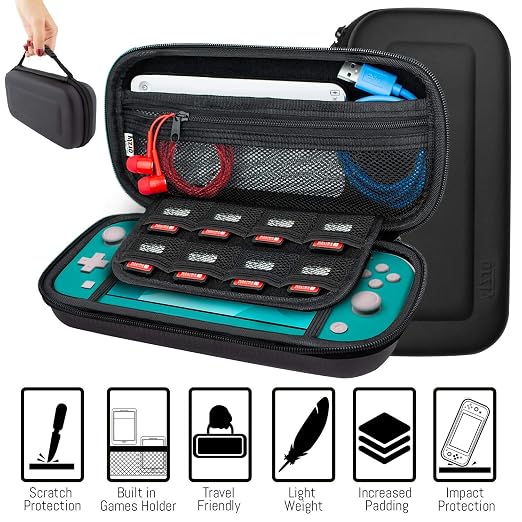 Orzly Switch Lite Accessories Bundle - Case & Screen Protector for Nintendo Switch Lite Console, USB Cable, Games Holder, Comfort Grip Case, Headphones, Thumb-Grip Pack & More (Orzly Gift Pack)