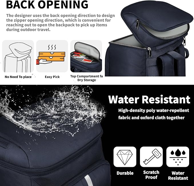 Cooler Backpack for Women Men,Insulated Backpack Cooler Leakproof Double Deck Work Lunchboxes Cooler Bag,Hot and Cold Thermal Backpack with Reflective Stripes