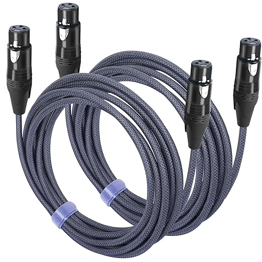 15Feet 3-Pin XLR Female to Female Microphone Cord,XLR Female DMX Cable Patch Cords for Audio and Sound Equipments-2Pack