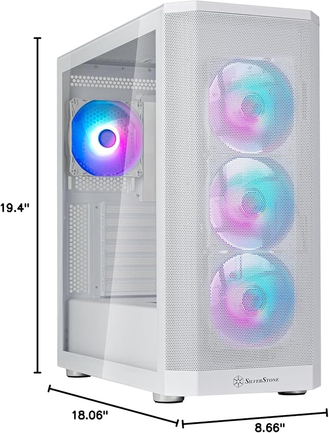 Silverstone Technology FARA 514X White All-Metal ATX Tower Chassis with Dual Radiator Support, ARGB Fans, and GPU Brace, SST-FA514X-WG