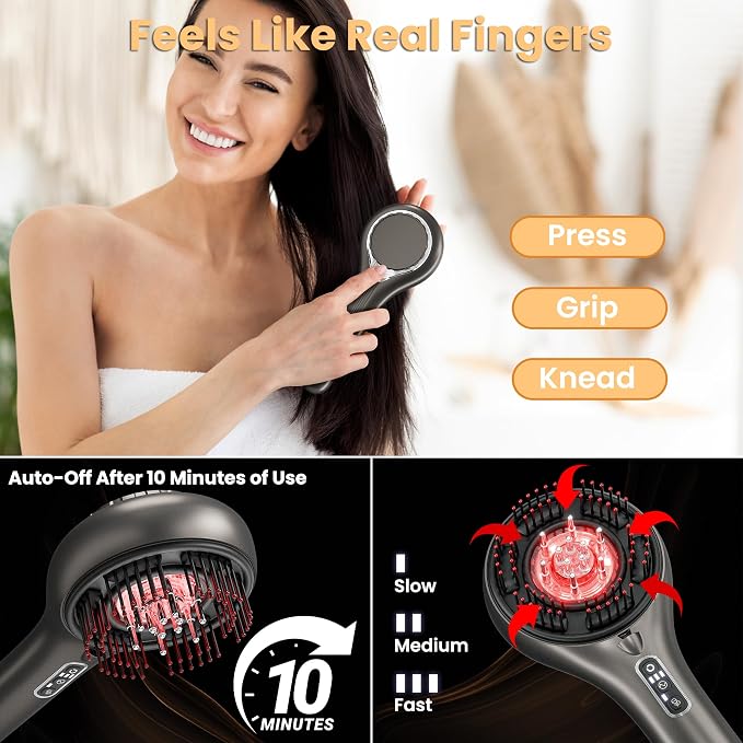 5-in-1 Scalp Massager Hair Brush, Oil Applicator，Electric Hair Brushes for Hair Growth, Hair Oil Dispenser, Scalp Massager, IPX7 Waterproof, Portable for Men & Women Home & Travel