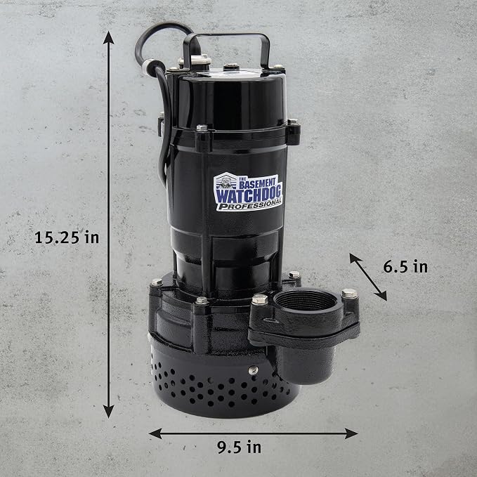 The Basement Watchdog ¾ HP Submersible Sump Pump w/Copper-Wound PSC Motor - 5,300 GPH - Caged Microreed Dual Float Switch (BWT075)