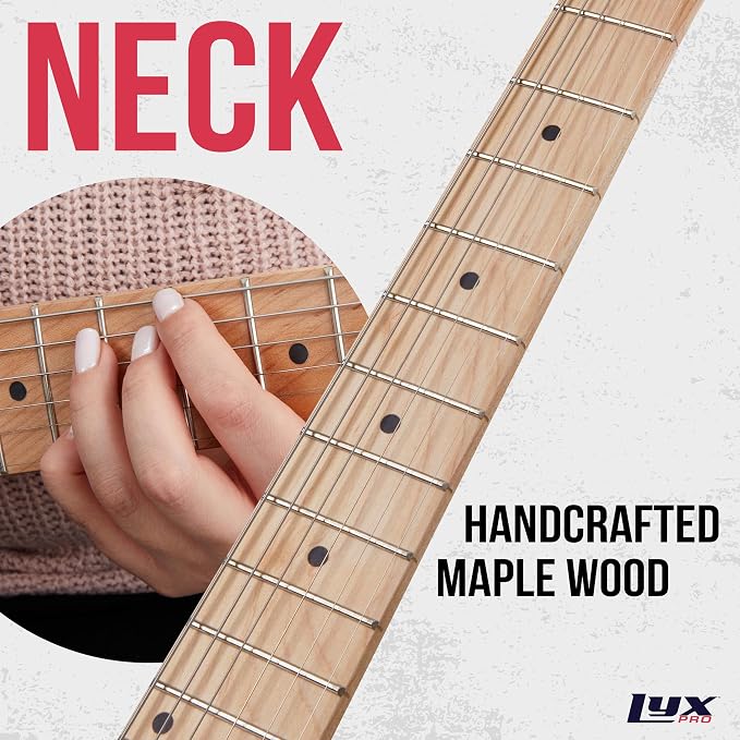 LyxPro 30” Electric Guitar TL Series, Full-Size Paulownia Wood Body, 3-Ply Pickguard, C-Shape Neck, Ashtray Bridge, Quality Gear Tuners, 3-Way Switch & Volume/Tone Controls, 2 Picks Included, Sunburst