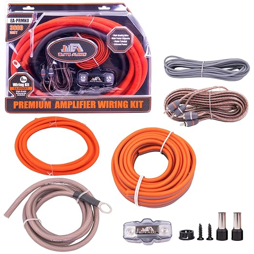 Elite Audio 0 Gauge Amplifier Wiring Kit, 3600W CCA Amp Install Kit – EA-PRMK0