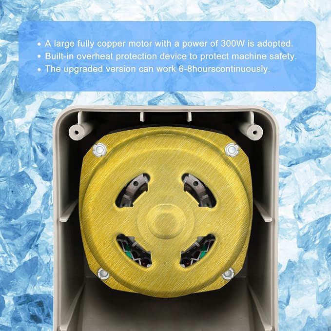 Electric Ice Shaver,Shaved Ice Machine Strong Powerful For Home&Commercial Use,Steel Ice Crusher With Dual Blades&Lips,Higher Ice Outlet for Plate,Bowl&Cup,300W/2200rpm/220lbs/hrs. | dual covers, dual cutters, fully stainless steel, high ice port, suit...