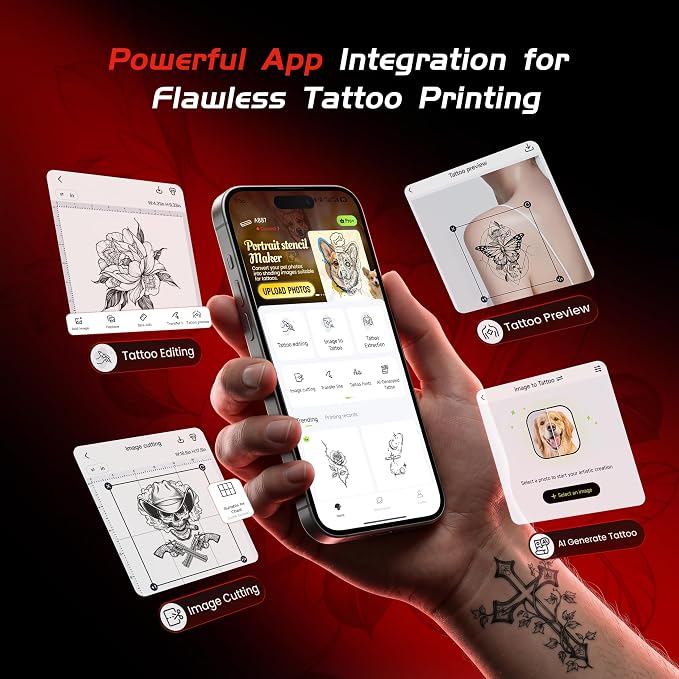 TATTMUSE Portable Printers Wireless for Travel Compatible with Phone & Pad, Bluetooth Small Mobile Compact Printer for Phone Laptop, Support 8.5'' x 11'' US Letter & A4 Thermal