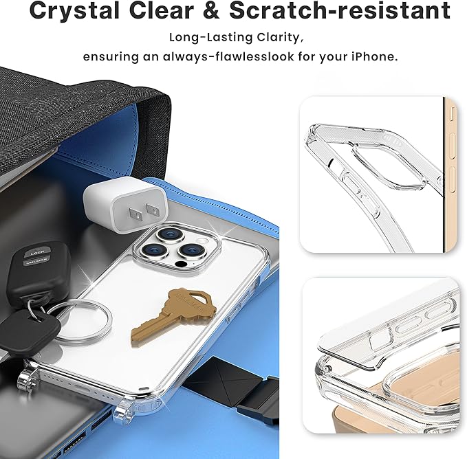 for iPhone 16 Case with Strap, Clear Shockproof Crossbody Phone Cover w/Removable Anti-Theft Adjustable Lanyard for Women, Travel, Shopping, Hiking (6.1", Grey)