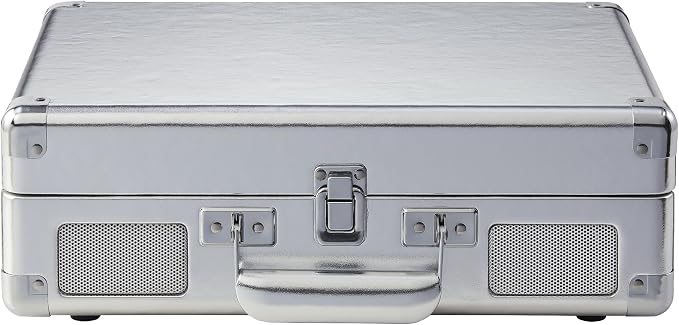 Crosley CR8005F-SI Cruiser Plus Vintage 3-Speed Bluetooth in/Out Suitcase Vinyl Record Player Turntable with Built-in Speakers, Silver