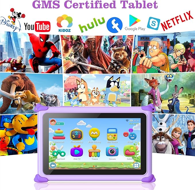 Trayoo Kids Tablet, 7IN Toddler Tablet for Kids with 32GB ROM, Shockproof Case, Education Apps Pre-Installed, Parental Control, WiFi, Netflix, YouTube