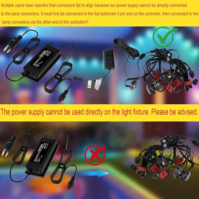 36V Power Supply for Govee Permanent Outdoor Lights Only Compatible with Govee H705A H705B H705C Power Adapter Cord (Flat 3-pin connectors are not Compatible with grooved 3-pin connectors)