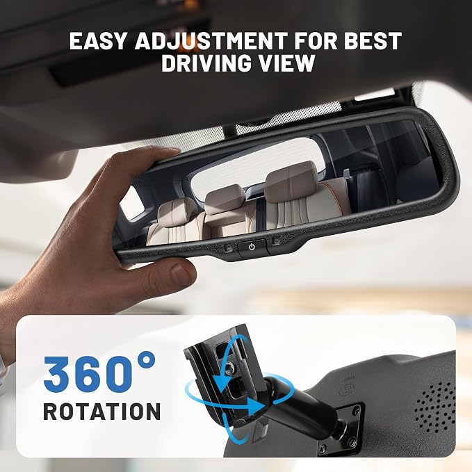 EWAY 4.3" LCD Rearview Mirror Screen OEM Look for Ford F150/250/350 2004-2015, Toyota Tacoma Corolla 2008-2014, Jeep Wrangler 2007-2018 Rear View Mirror Monitor Display with RCA for Backup Camera