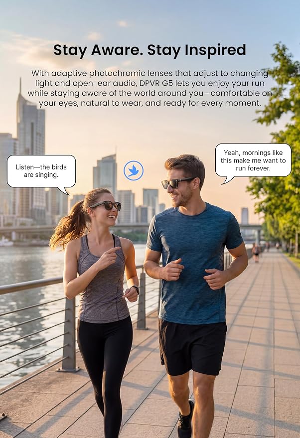 DPVR AI Smart Glasses with Camera and Bluetooth – 13MP 4K Camera Glasses for Men & Women, Video Recording Glasses with Continuous Voice Assistant, AI Translation, IP54, for Travel, Work, Music, Vlog