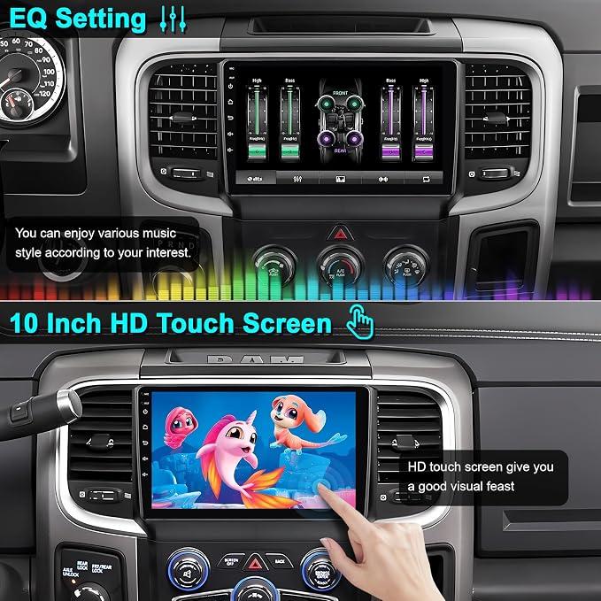 [8Core+64G] Android 15 Car Radio for Dodge RAM 1500/2500/3500 2013-2018(Manual and Auto AC), 9 Inch QLED Touch Screen Car Stereo with Wireless Carplay&Android Auto,GPS, WiFi, Bluetooth,FM,DSP