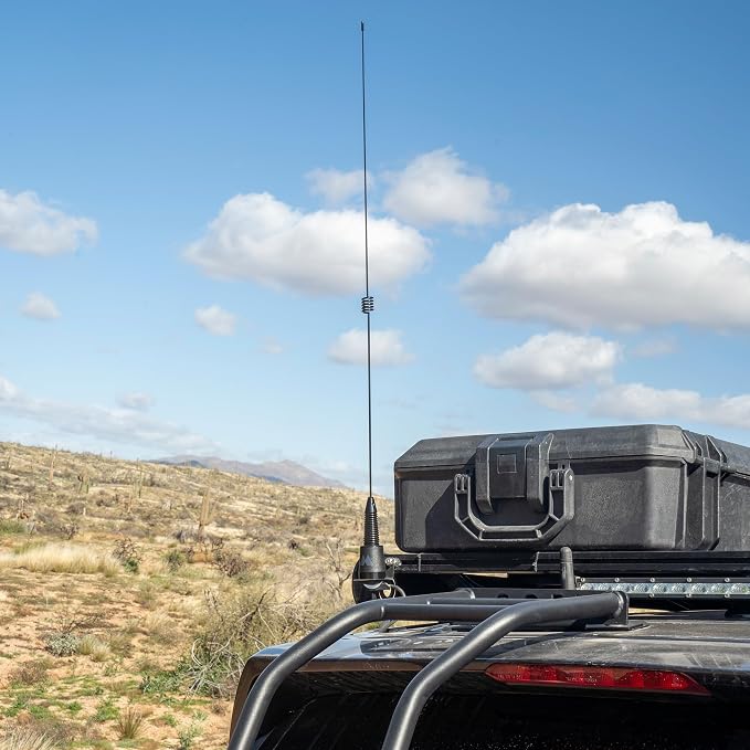 Midland - MXTA26 MicroMobile 1.5 inch Base Diameter 6DB Gain Whip Antenna with NMO Great for Off-roaders, overlanders, Farmers - Max Power120W Boost Signal Output - 5/8 Wave - 32” Antenna