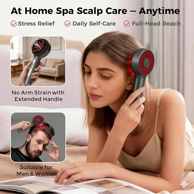 Electric Scalp Massager, 5-in-1 Scalp Spa Device with Clean Water Mist Reservoir, 3D Deep Kneading Massage, USB-C Rechargeable, Portable Scalp Care Tool