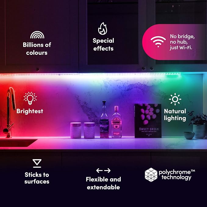 LIFX Supercolor Smart LED Strip Lights 6.6ft (80 inch Kit), Color Changing Multizone RGB + Tunable White, 16 Color Zones, Apple HomeKit, Alexa & Google Home, Music Sync, Dimmable