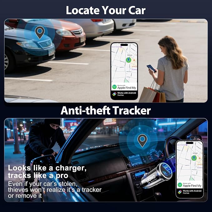 Car GPS Tracker for Vehicles, Hidden Vehicle Tracker Device with Rechargeable Battery, Compatible with iOS & Android, Anti-Theft Car Locator, Parking Finder, No SIM Card, No Monthly Fee(2 Pack)
