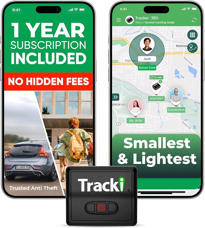 Tracki Mini GPS Tracker, Subscription Required, Cancel Anytime – Universal Compact 4G LTE Tracker for Vehicles (Tracker + 1Y Subs.)