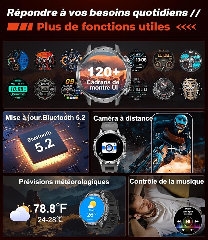 SUNKTA Smart Watch for Men,1.85" HD/800mAh Battery Smart Watches with LED Flashlight (Bluetooth Call Answer/Calls) Fitness Tracker with Heart Rate/Sleep Tracking/Blood Oxygen for Android iOS Black