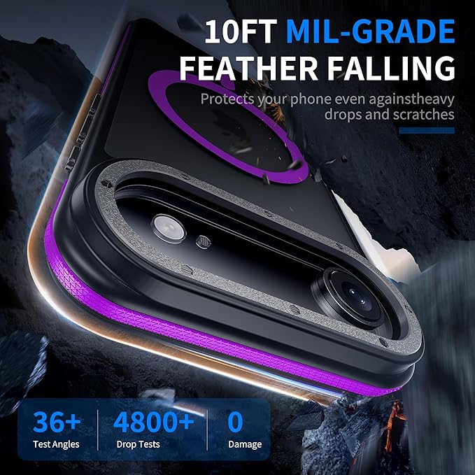 Magnetic for iPhone Air case, with Camera Lens Protector [10Ft Military-Grade Protection] Compatible with fit MagSafe Slim case for iPhone 17 Air 6.5 inch, Purple Bumper