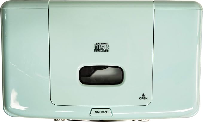 Crosley CR612B-AB Corsair Tabletop AM/FM Bluetooth Radio with CD Player and Dual Alarm Clock, Aqua Blue
