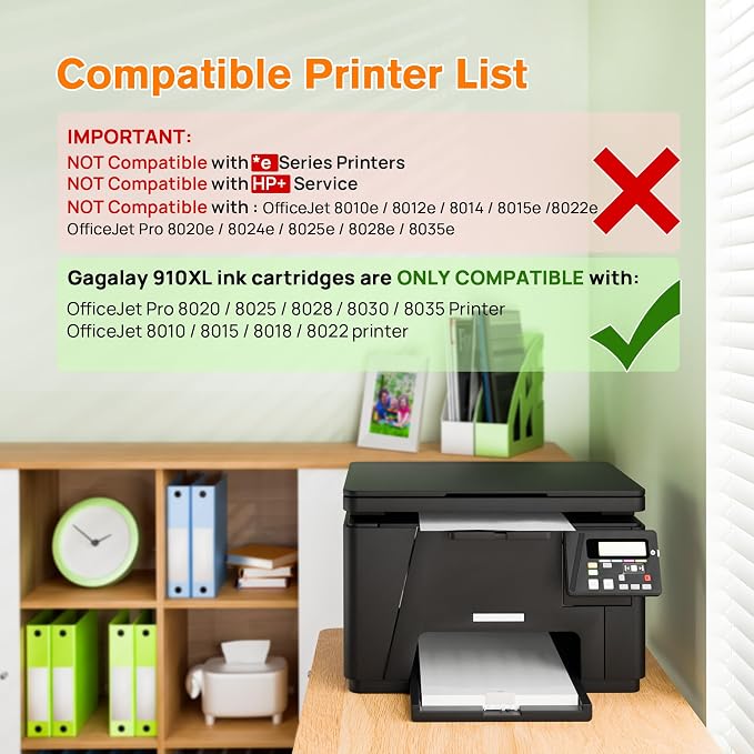 910XL Ink Cartridges Combo Pack for HP 910 Ink Cartridges for HP Printers HP910XL 910 Multipack XL Color HP910 910XL Black and Color Combo Pack Work for Office Jet Pro 8020 8010 8015 Printers, 4 Pack