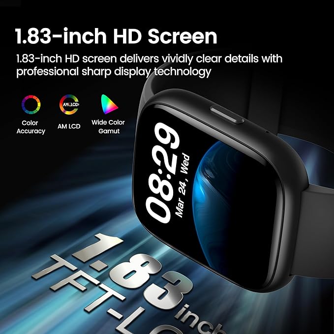 Smart Watch with Alexa Built-in, 1.83" HD Touchscreen Fitness Tracker with Bluetooth Calling, Fitness Watch with Heart Rate/Sleep Monitor, 120+ Sports Modes, IP68 Waterproof Smartwatch for Android iOS