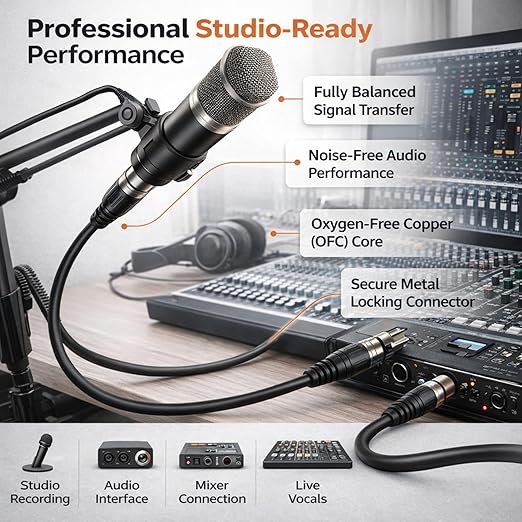 Gearlux XLR Microphone Cable, Fully Balanced, Male to Female, 3.2 Feet - 10 Pack