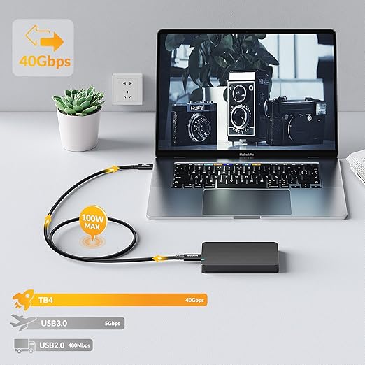 iDsonix [USB-IF Certified] USB 4 Cable 2.6ft Compatible with Thunderbolt 4 Cable Thunderbolt 3 Cable, 40Gbps USB4 Cable 100W Charging,8K or Dual 4K Display,for MacBook Pro, Mac mini, Quest Link, eGPU