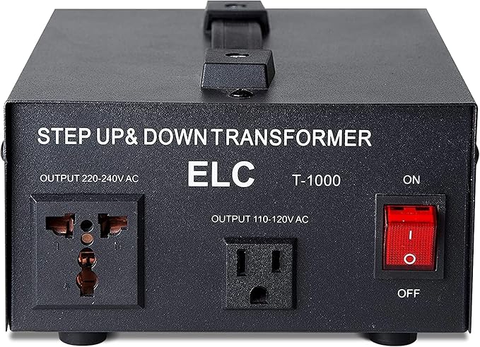 ELC T Series 1000 Watt Voltage Converter Transformer - Step Up/Down - 110v to 220v / 220v to 110v Power Converter - Circuit Breaker Protection, CE Certified [3-Years Warranty]