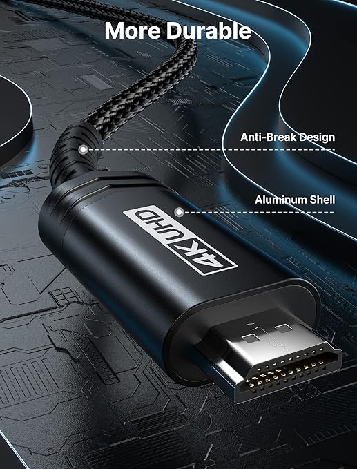 JSAUX USB C to HDMI Cable 3.3ft | 4K@60Hz USB 3.1 Type C to HDMI 2.0 Cord, Compatible with Thunderbolt 3/4, iPhone 16/16 Plus/16 Pro/16 Pro Max, MacBook Pro/Air, Galaxy S8 to S24, iPad Pro,iMac-Black